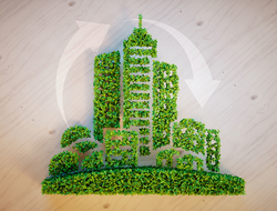 Sustainability Getty Green city made of leaves
